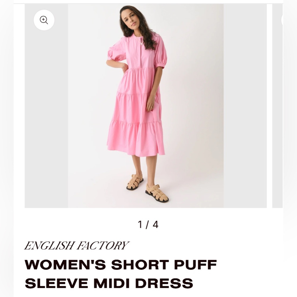 English Factory Pink Tiered Midi Dress